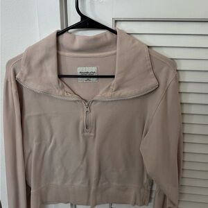 Abercrombie & Fitch Cream Quarter-Zip Sweatshirt